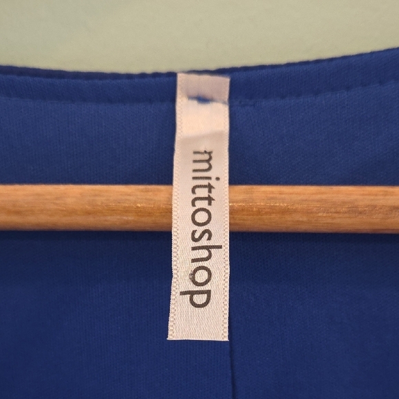 Mittoshop Blue High Low Dress With Cutout Long Sleeve Cold Shoulder Size Small - Picture 3 of 14